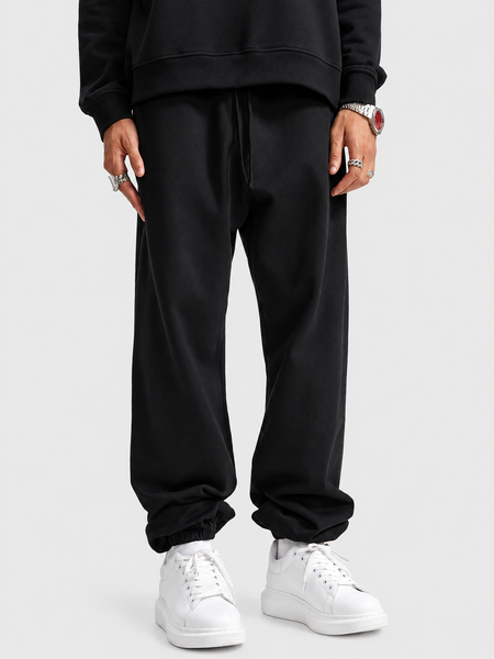 Pantalones deportivos de algodón pesado negros Apollo