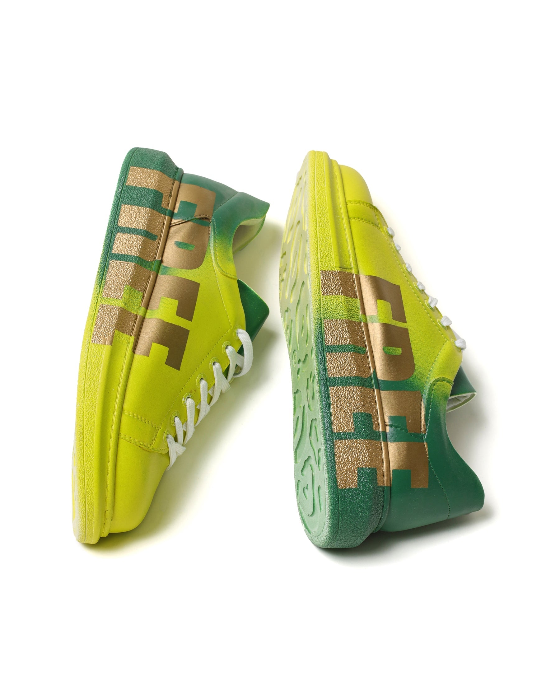 Genova FREE yellow and green custom sneaker by Apollo Moda, fifth angle