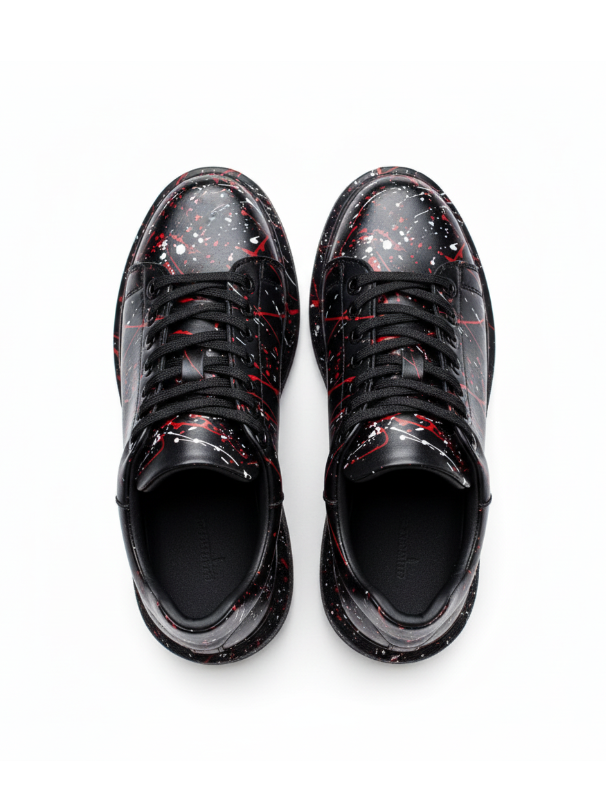Stardust Fusion red and white splatter sneaker by Apollo Moda, fifth angle