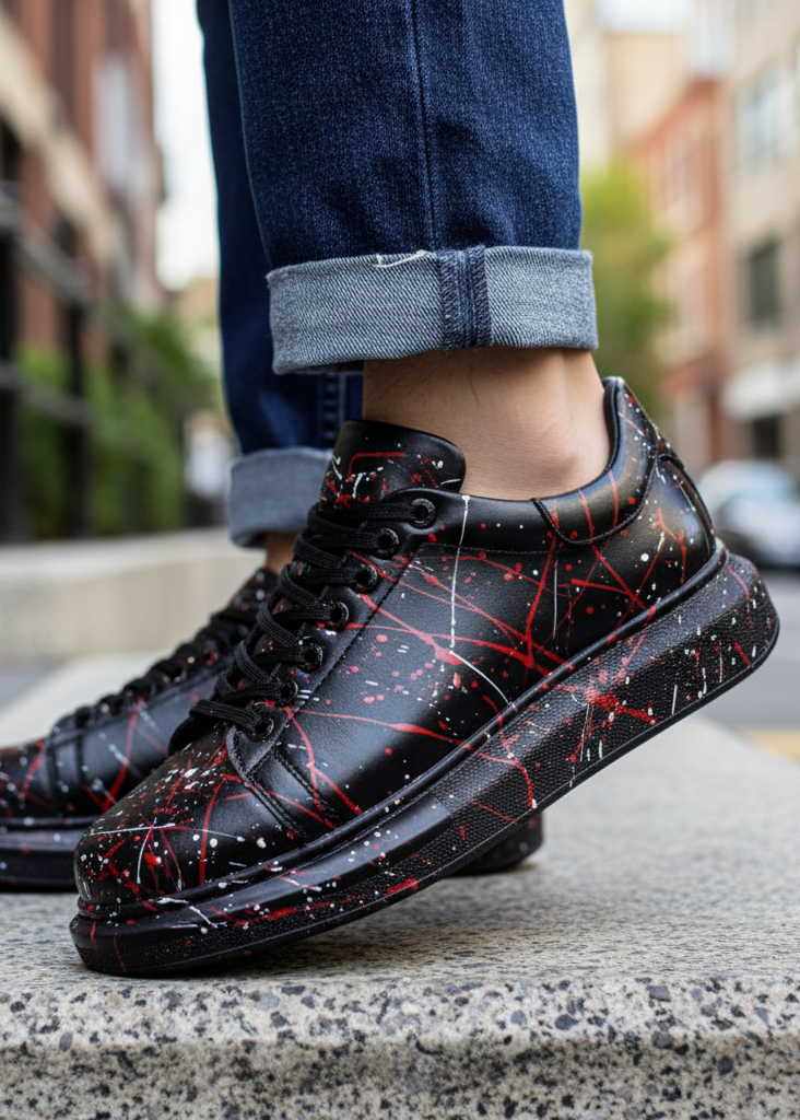 Apollo Moda Stardust Fusion hand-painted splatter sneaker, fourth angle